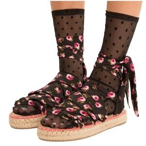 ✨ NIB Prada Floral Wrap Espadrille Flatform Sandals Ankle Tie Sz 36